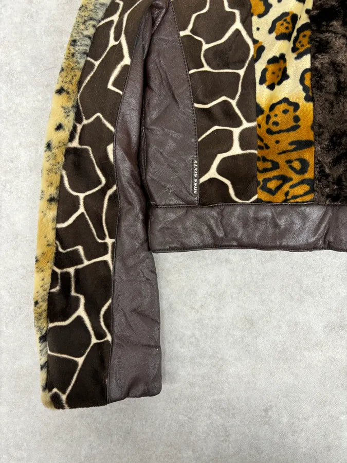 2000s Miss Sixty Leopard Tiger Patchwork Faux Fur Jacket fIrsbER 11
