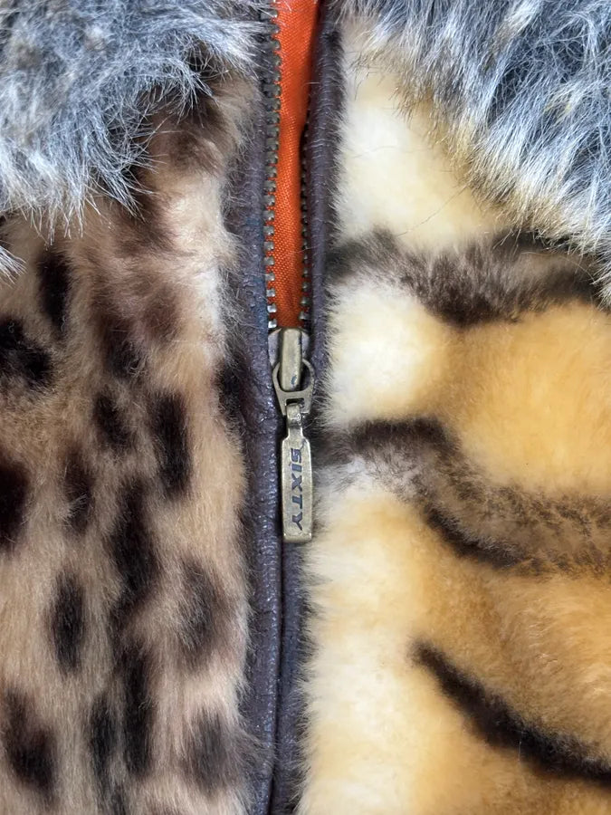 2000s Miss Sixty Leopard Tiger Patchwork Faux Fur Jacket fIrsbER 13