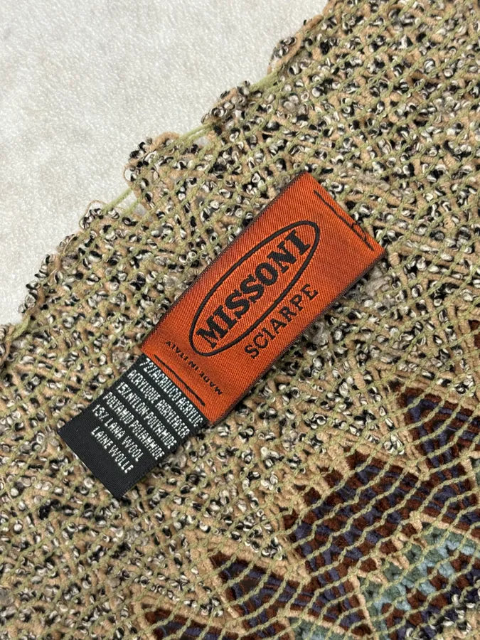 2000s Missoni Grey Khaki Wool Scarf rmNxlcv 6