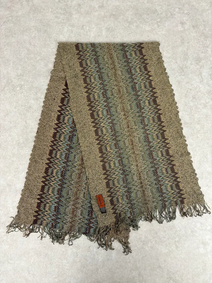 2000s Missoni Grey Khaki Wool Scarf rmNxlcv 2
