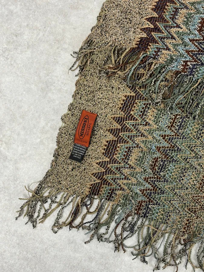 2000s Missoni Grey Khaki Wool Scarf rmNxlcv 4