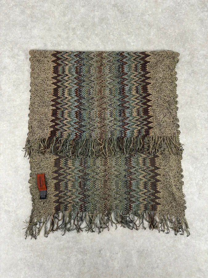 2000s Missoni Grey Khaki Wool Scarf rmNxlcv 3