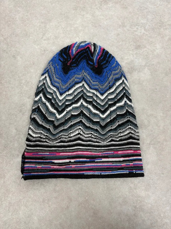 2000s Missoni Multicolor Wool Chevron Striped Beanie XZyCdEJ 4