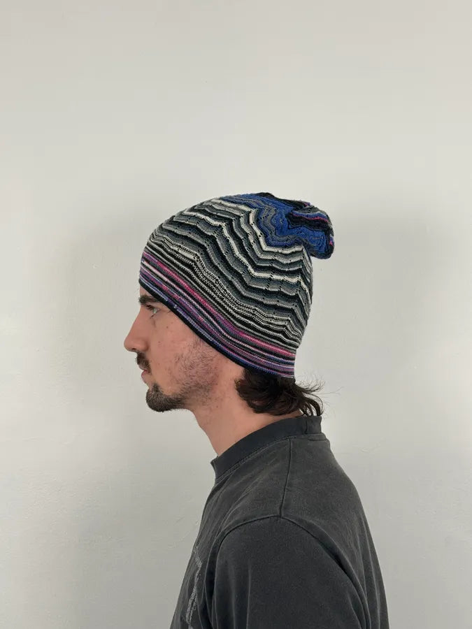 2000s Missoni Multicolor Wool Chevron Striped Beanie XZyCdEJ 3