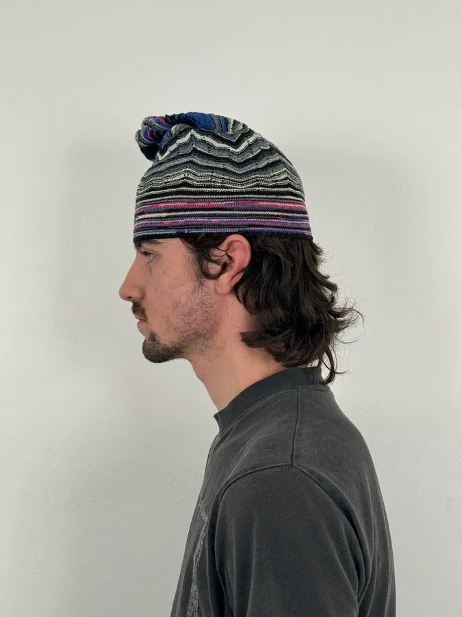 2000s Missoni Multicolor Wool Chevron Striped Beanie XZyCdEJ 2