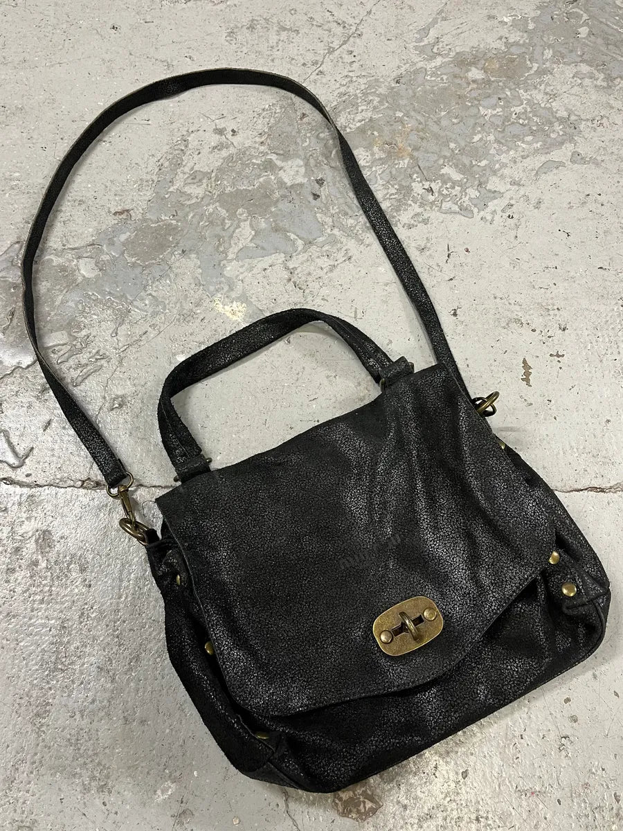 2000s Miu Miu Black Archive Leather Crossbody Bag EdzNZRs 1