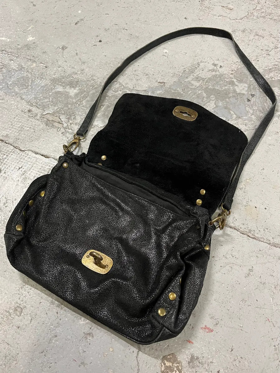 2000s Miu Miu Black Archive Leather Crossbody Bag EdzNZRs 3