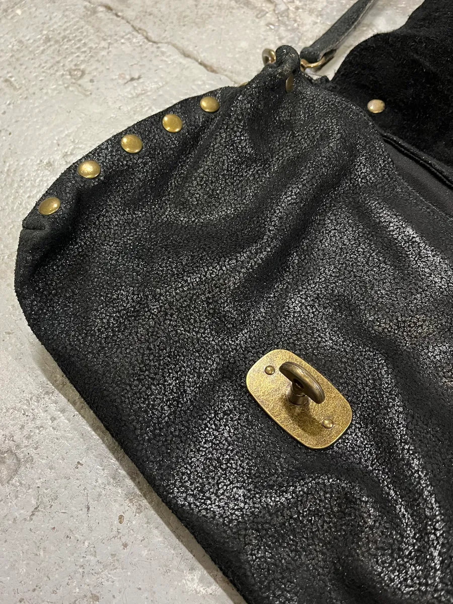 2000s Miu Miu Black Archive Leather Crossbody Bag EdzNZRs 6