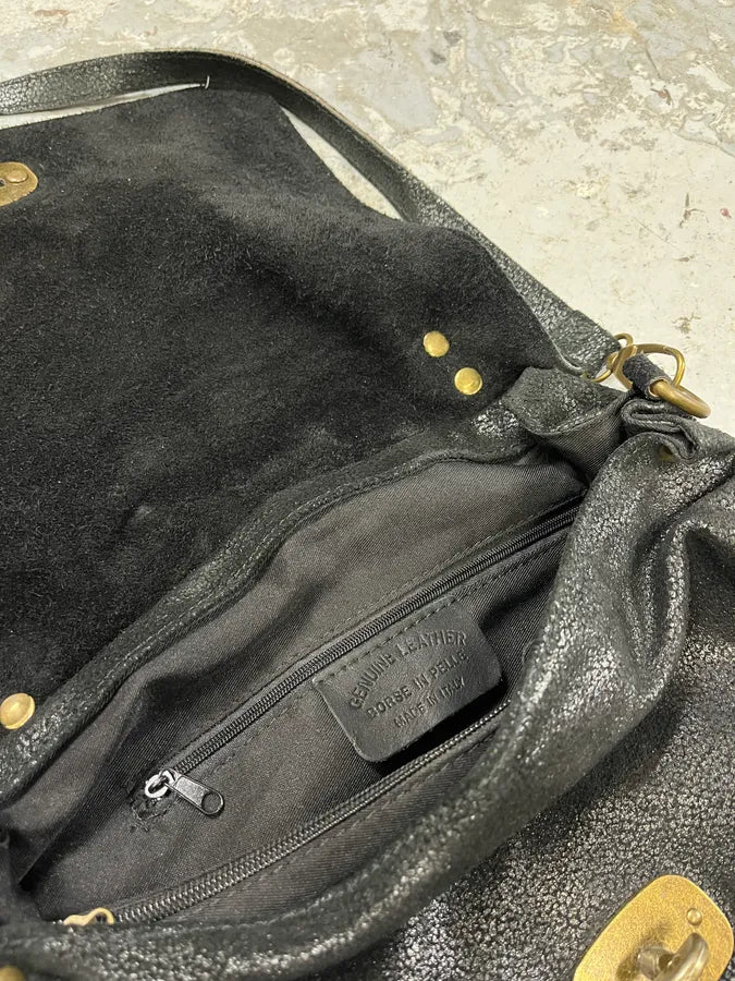 2000s Miu Miu Black Archive Leather Crossbody Bag EdzNZRs 8