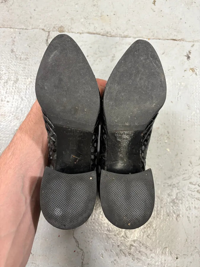 2000s Miu Miu Black Crocodile Embossed Leather Ankle Boots (38eu/us5.5) AdTAQht 7