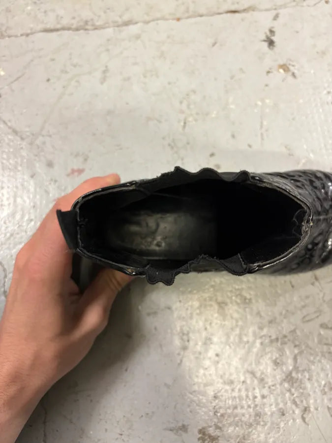 2000s Miu Miu Black Crocodile Embossed Leather Ankle Boots (38eu/us5.5) AdTAQht 8