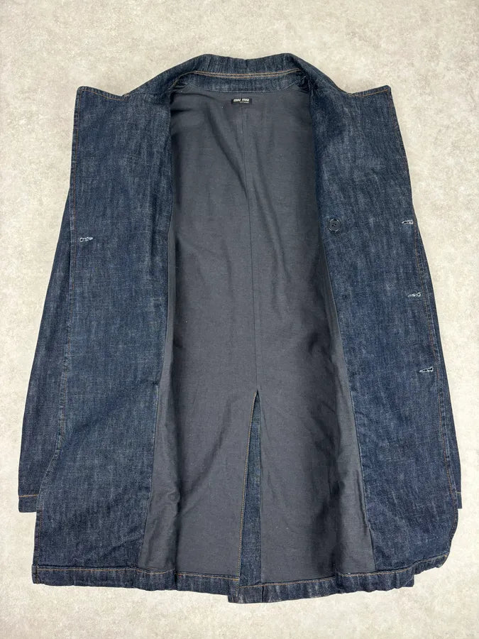 2000s Miu Miu Blue Navy Denim Buttoned Jacket jQGIGJR 6