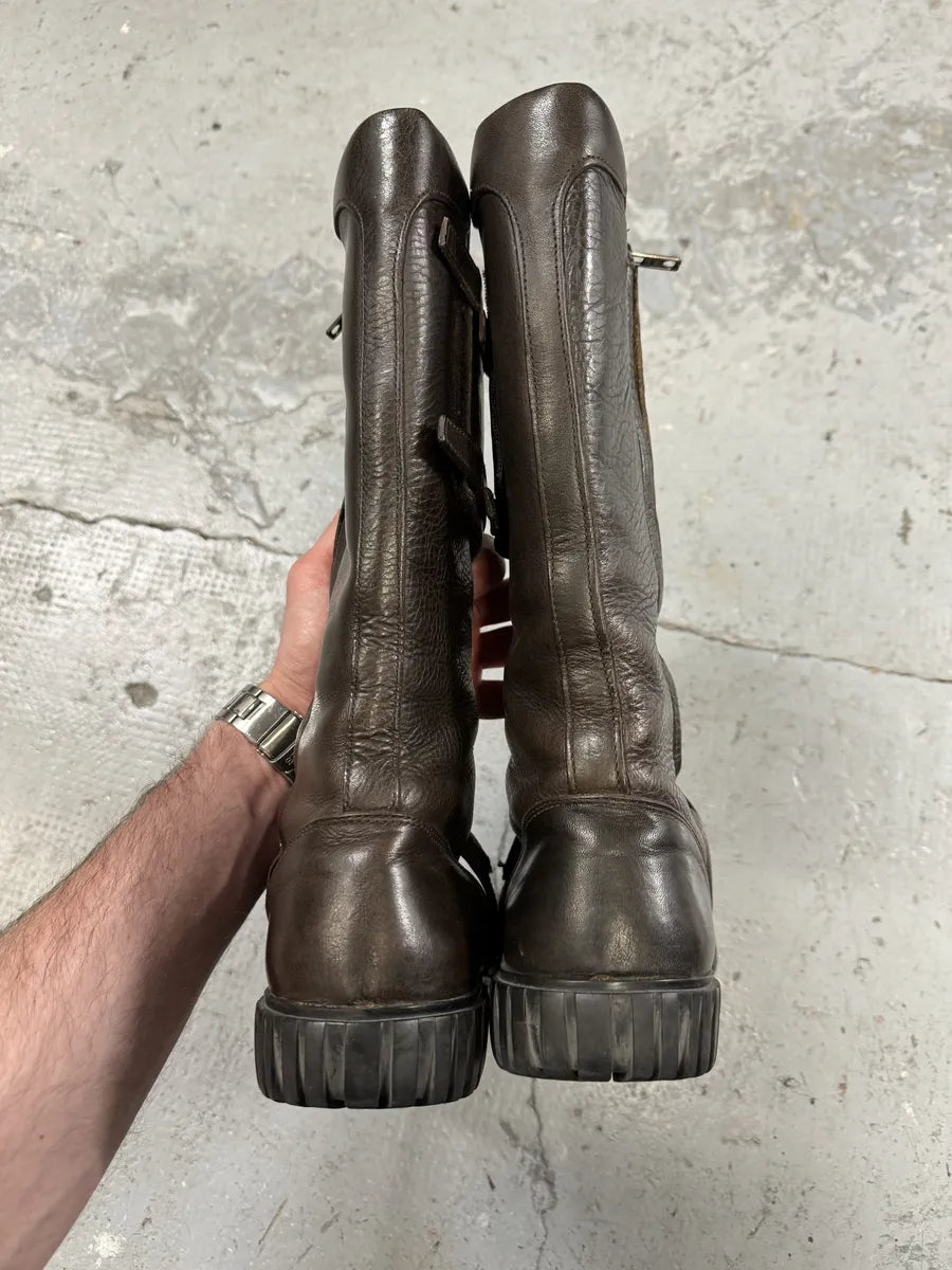 2000s Miu Miu Brown Combat Ankle Leather Boots (41eu/us8) bZKmoPP 3