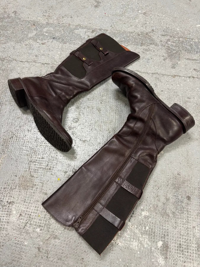 2000s Miu Miu Brown Hybrid Leather Boots (38eu/us5.5) jCrwXDD 2