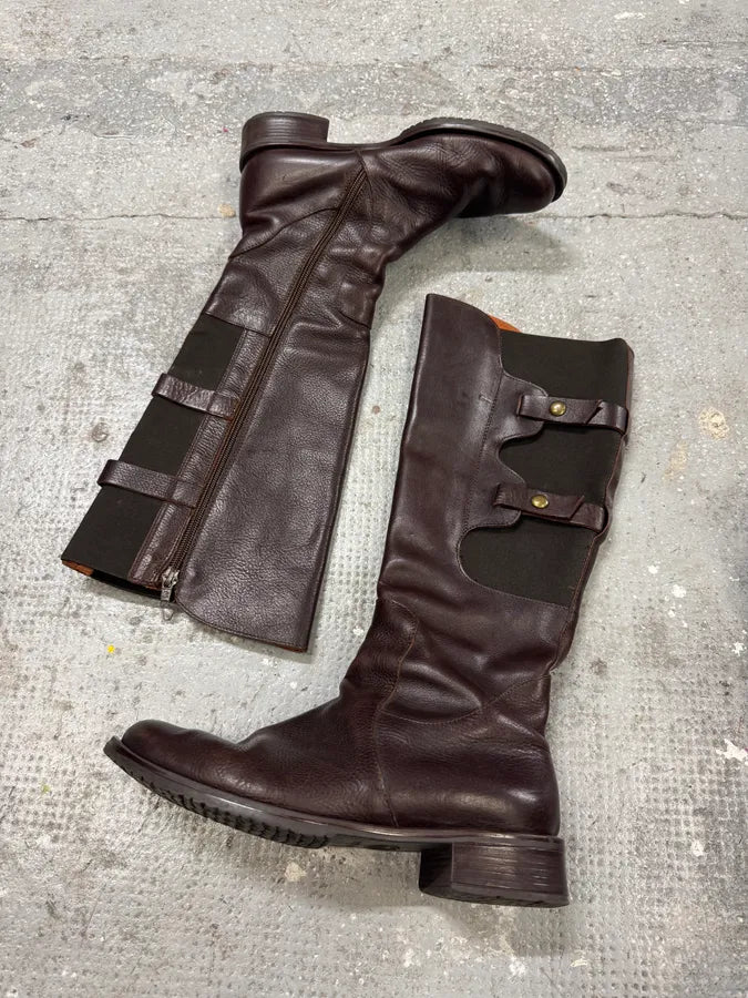 2000s Miu Miu Brown Hybrid Leather Boots (38eu/us5.5) jCrwXDD 3
