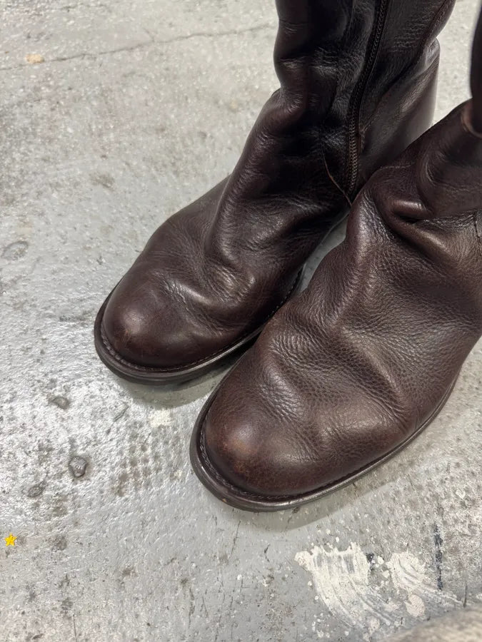 2000s Miu Miu Brown Hybrid Leather Boots (38eu/us5.5) jCrwXDD 6