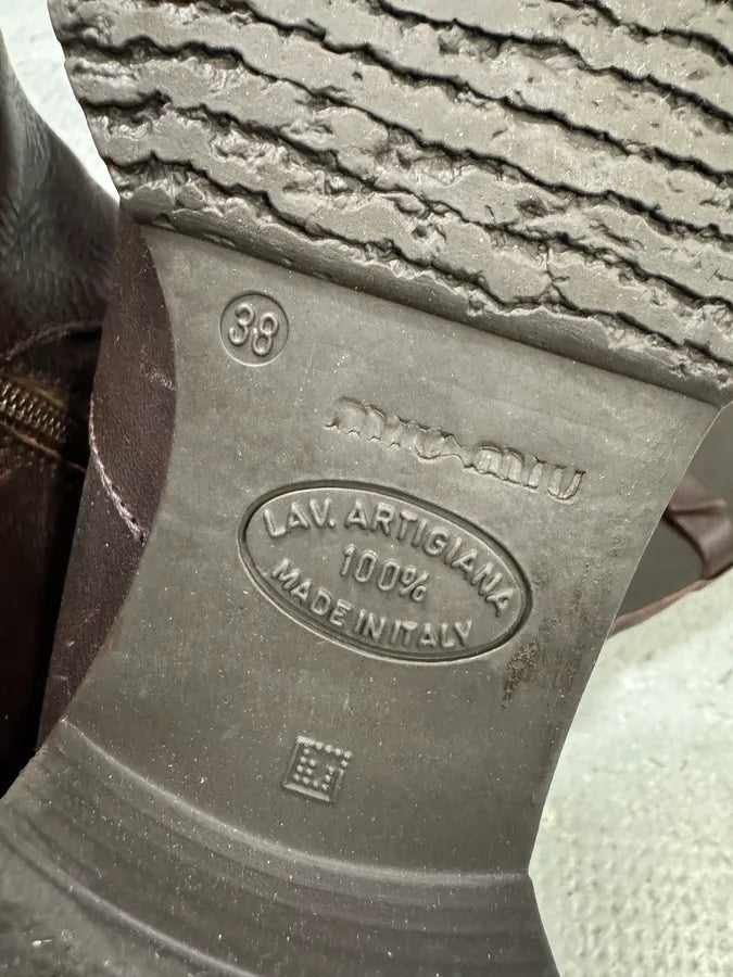 2000s Miu Miu Brown Hybrid Leather Boots (38eu/us5.5) jCrwXDD 7