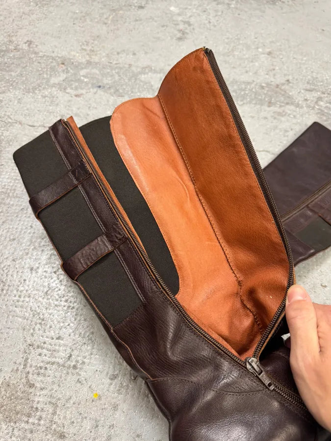 2000s Miu Miu Brown Hybrid Leather Boots (38eu/us5.5) jCrwXDD 9