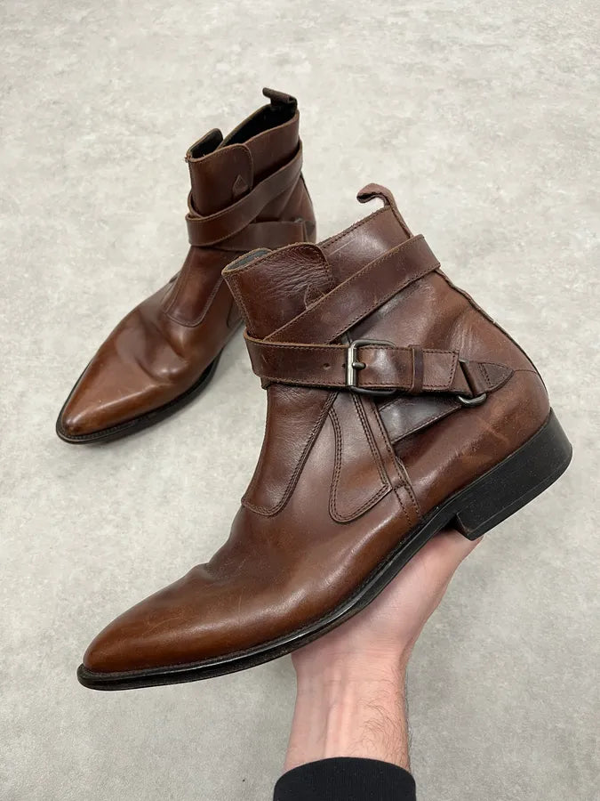 2000s Miu Miu Brown Leather Ankle Boots eYbEaLL 0