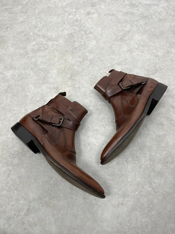 2000s Miu Miu Brown Leather Ankle Boots eYbEaLL 1