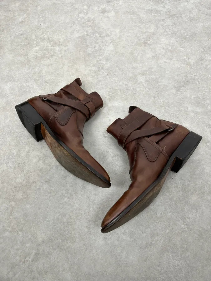 2000s Miu Miu Brown Leather Ankle Boots eYbEaLL 2