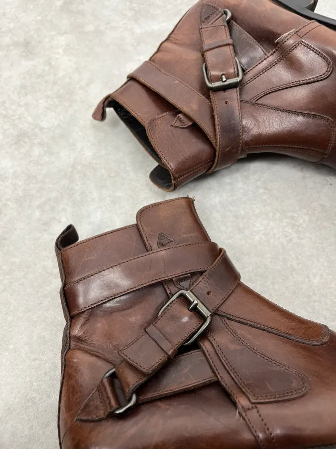 2000s Miu Miu Brown Leather Ankle Boots eYbEaLL 3