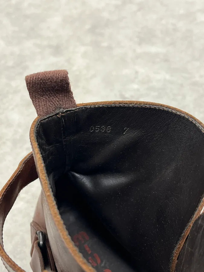 2000s Miu Miu Brown Leather Ankle Boots eYbEaLL 8