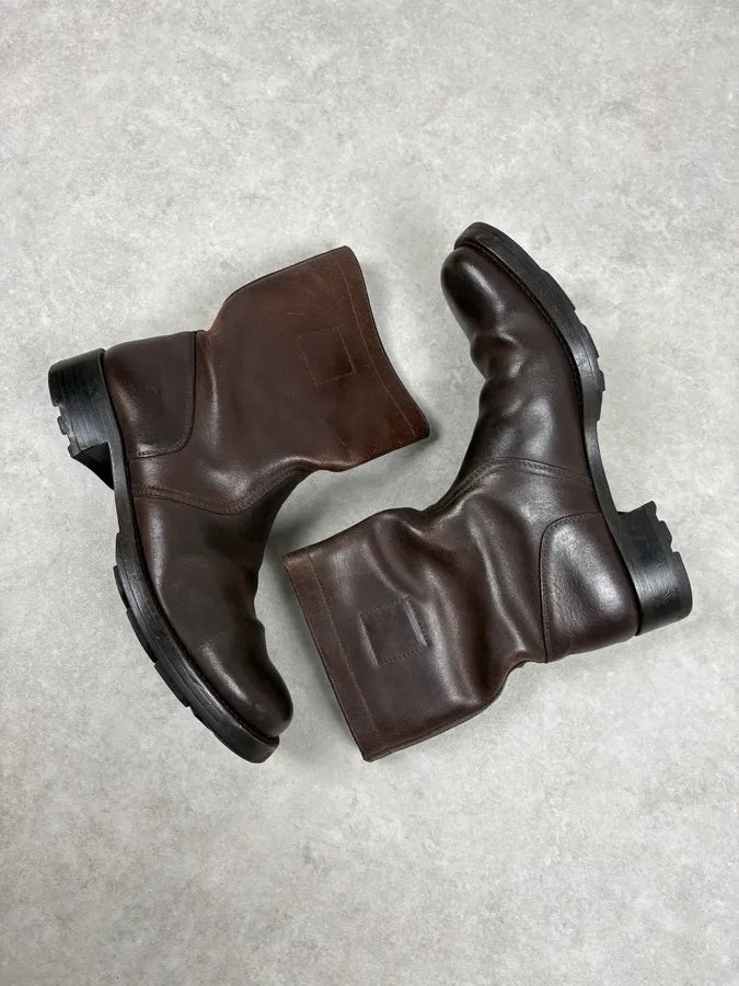 2000s Miu Miu Brown Leather Ankle Boots SxCZyZN 5