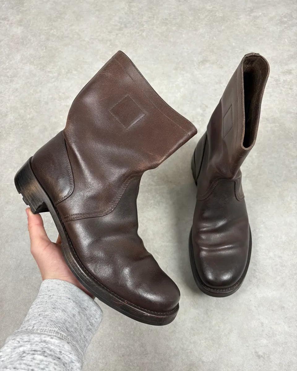 2000s Miu Miu Brown Leather Ankle Boots SxCZyZN 0