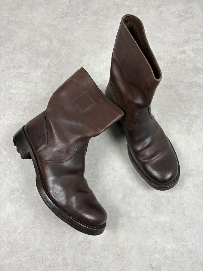 2000s Miu Miu Brown Leather Ankle Boots SxCZyZN 4