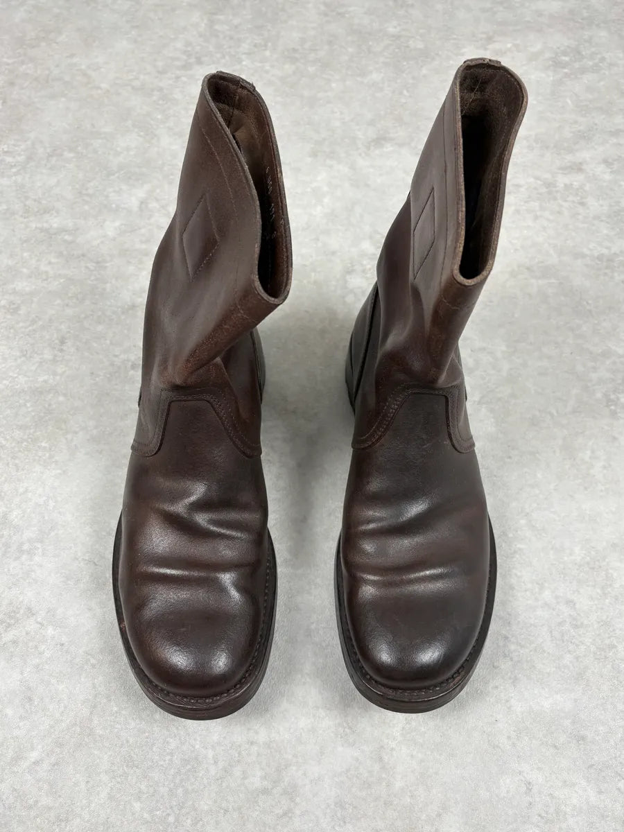 2000s Miu Miu Brown Leather Ankle Boots SxCZyZN 1