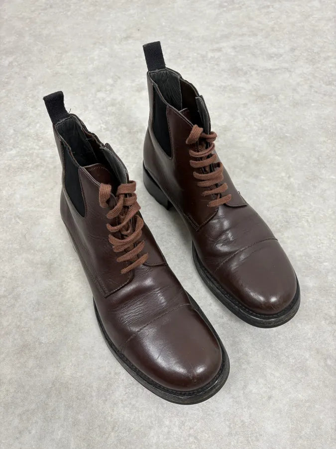 2000s Miu Miu Brown Leather Combat Boots XInijoH 3
