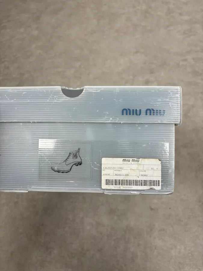 2000s Miu Miu Brown Leather Combat Boots XInijoH 10