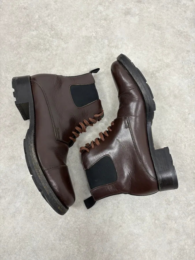 2000s Miu Miu Brown Leather Combat Boots XInijoH 5