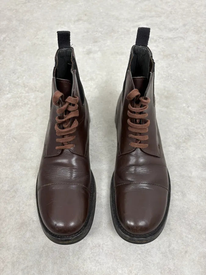 2000s Miu Miu Brown Leather Combat Boots XInijoH 1