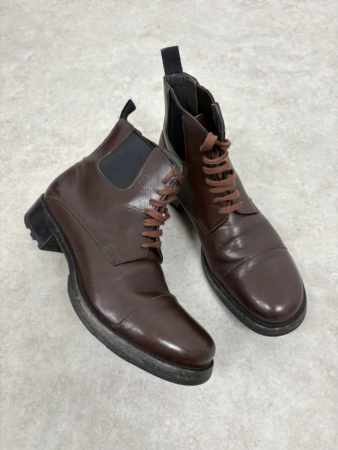 2000s Miu Miu Brown Leather Combat Boots XInijoH 4