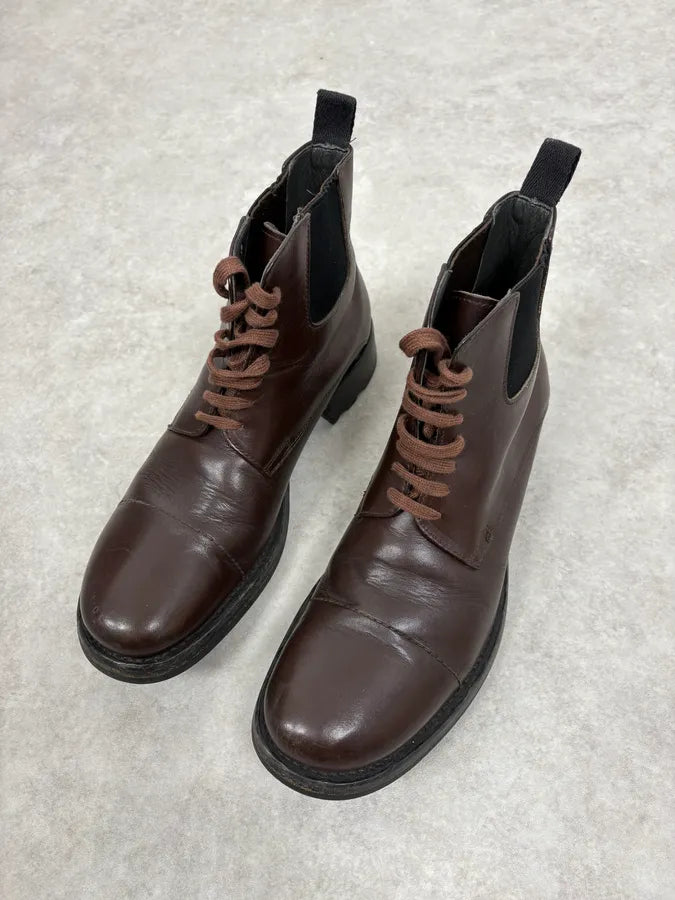 2000s Miu Miu Brown Leather Combat Boots XInijoH 2