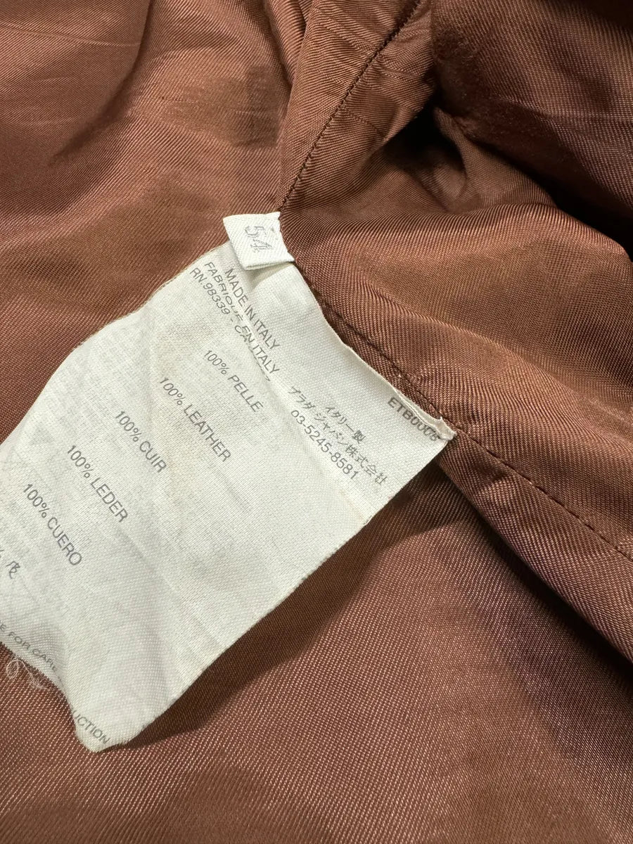 2000s Miu Miu Brown Leather Minimalist Jacket Yuxpufa 5