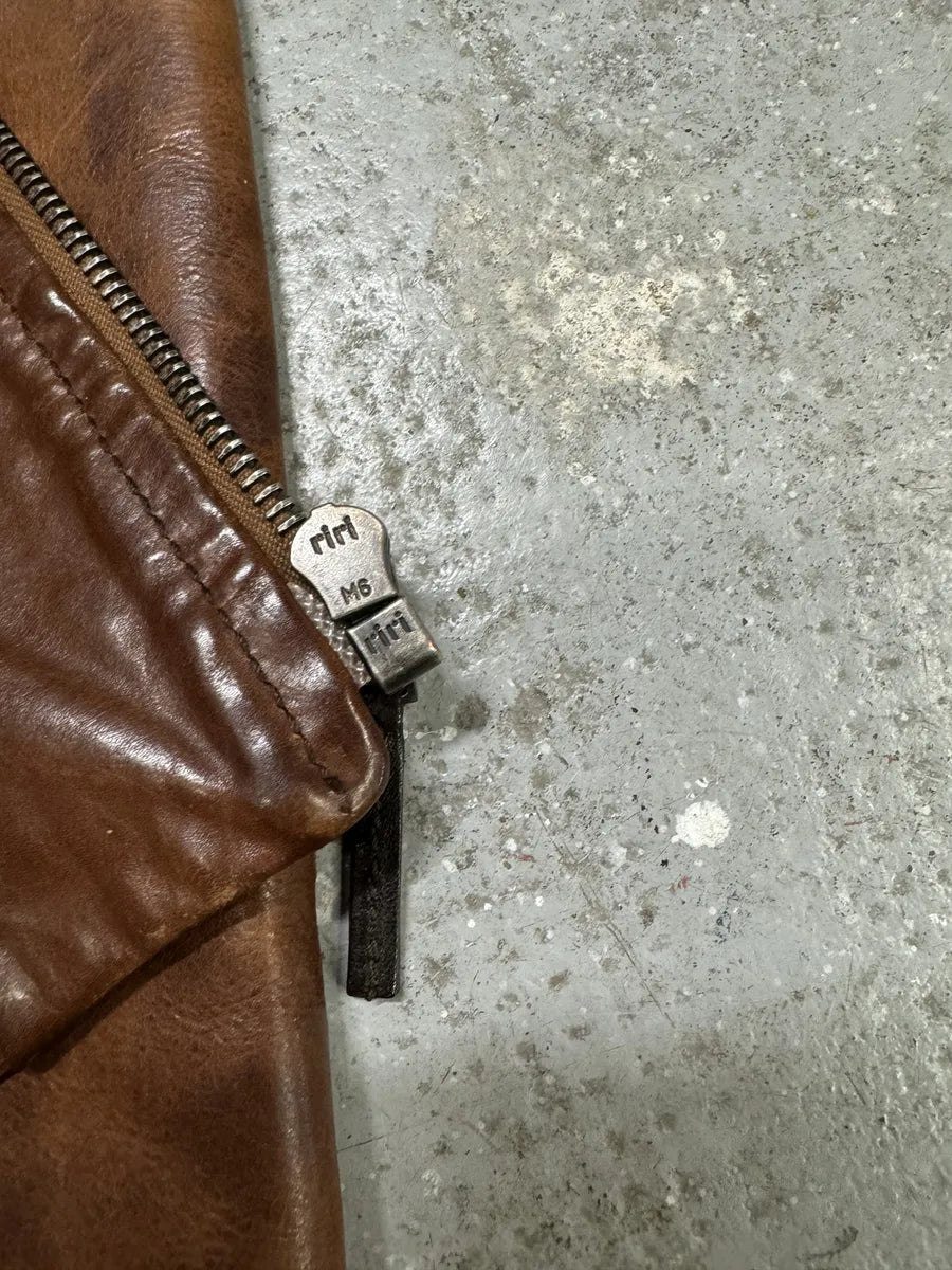 2000s Miu Miu Brown Leather Minimalist Jacket Yuxpufa 8