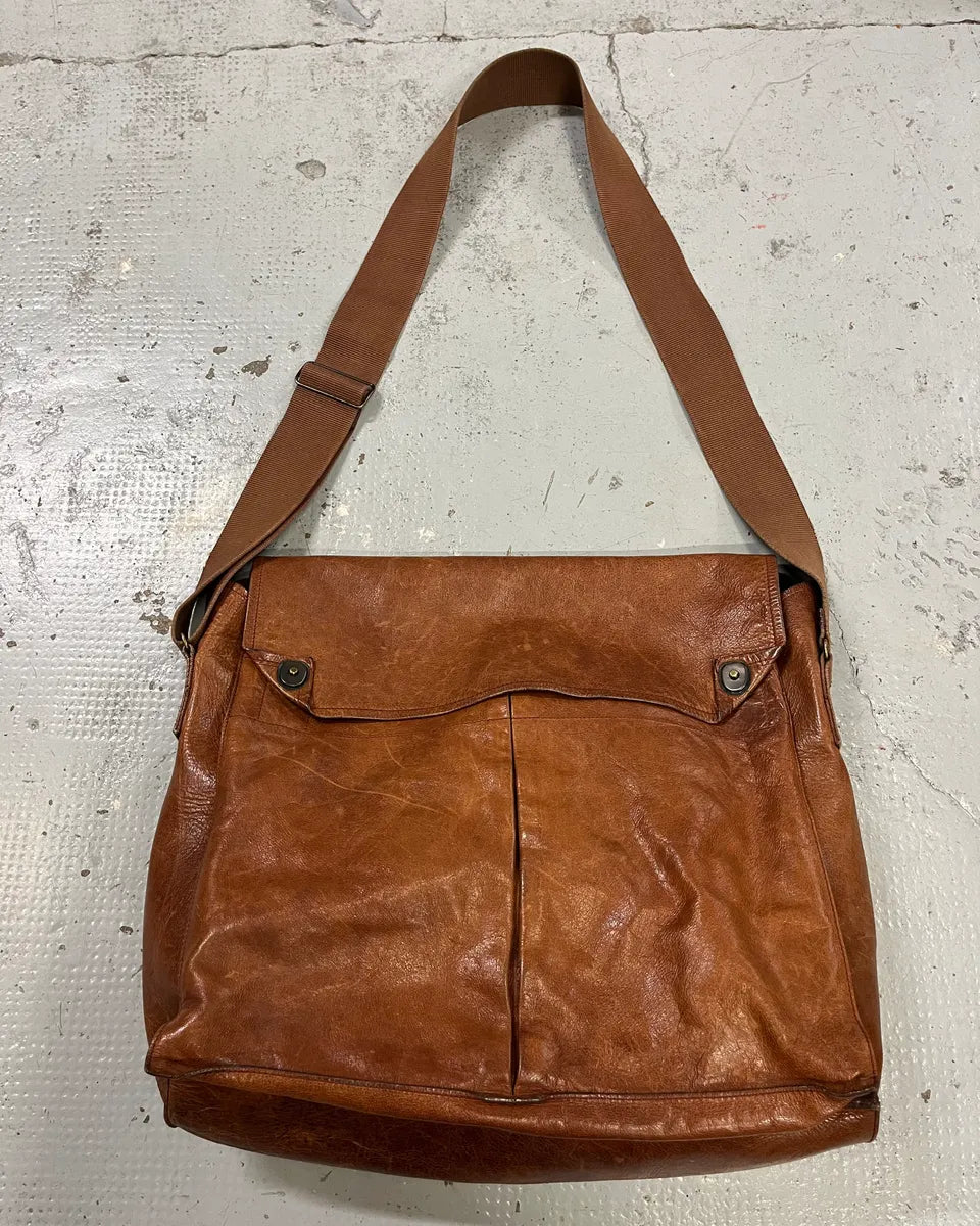 2000s Miu Miu Cognac Brown Leather Messenger Bag fTMYFPI 0