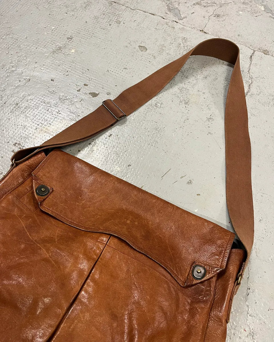 2000s Miu Miu Cognac Brown Leather Messenger Bag fTMYFPI 4