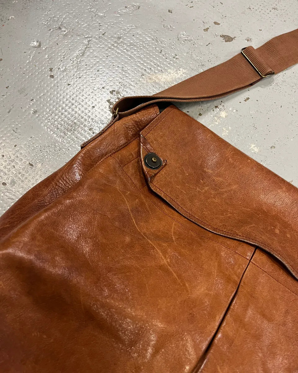 2000s Miu Miu Cognac Brown Leather Messenger Bag fTMYFPI 5
