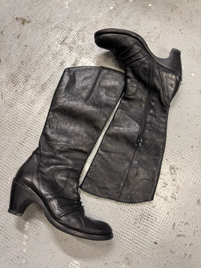 2000s Miu Miu Futuristic Black Leather Boots (38eu/us5.5) fCorNYS 2