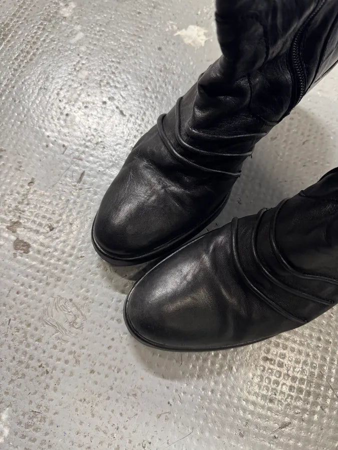 2000s Miu Miu Futuristic Black Leather Boots (38eu/us5.5) fCorNYS 3