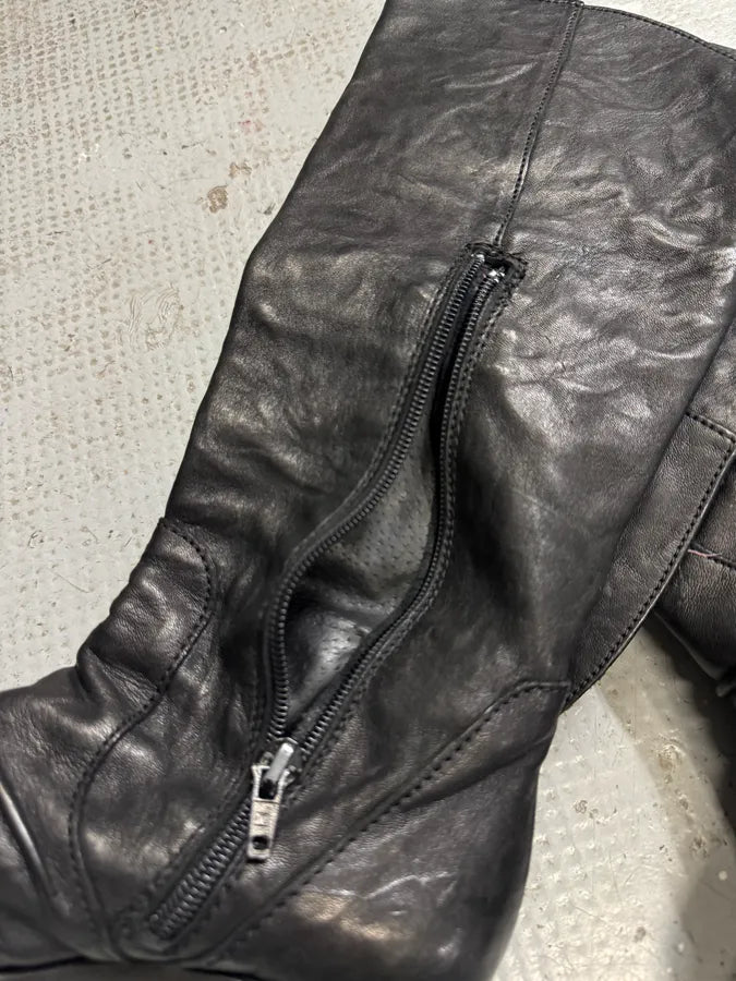 2000s Miu Miu Futuristic Black Leather Boots (38eu/us5.5) fCorNYS 7