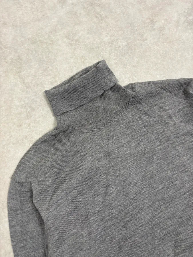2000s Miu Miu Grey Classy Wool Minimalist Turtleneck Sweater hVYAVao 4