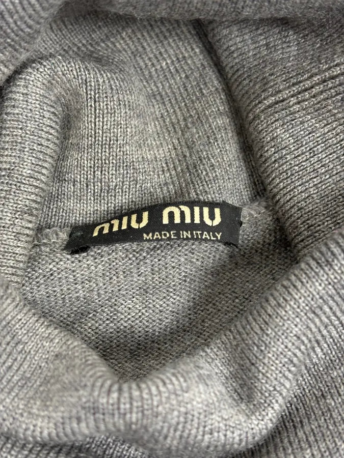 2000s Miu Miu Grey Classy Wool Minimalist Turtleneck Sweater hVYAVao 8