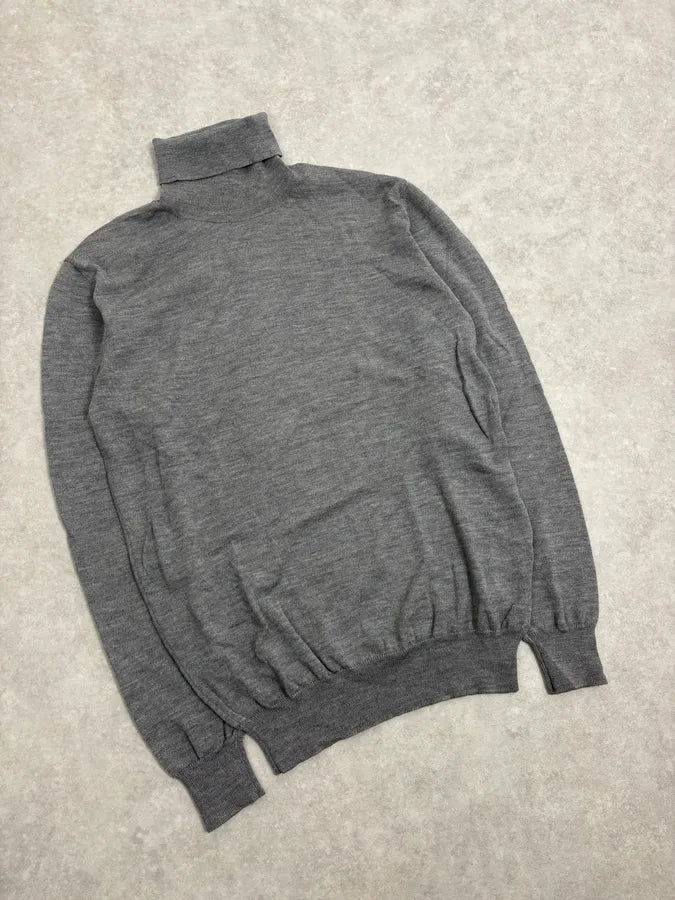 2000s Miu Miu Grey Classy Wool Minimalist Turtleneck Sweater hVYAVao 3