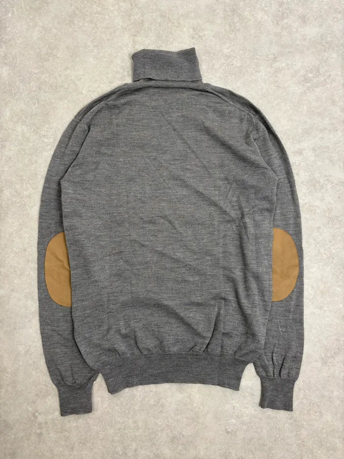 2000s Miu Miu Grey Classy Wool Minimalist Turtleneck Sweater hVYAVao 6