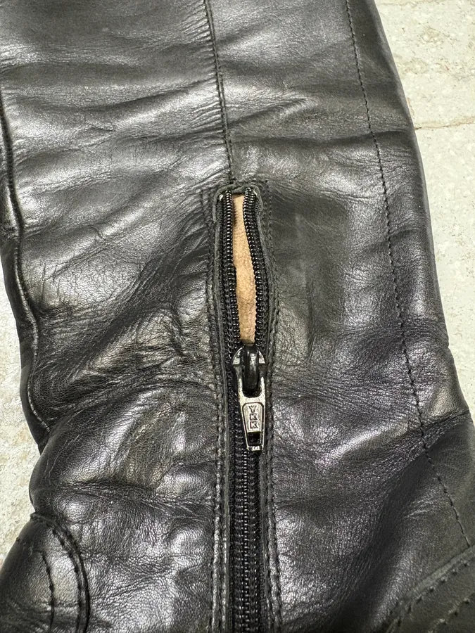 2000s Miu Miu Laces Black Leather Boots (38eu/us5.5) WYMwCXs 3